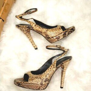 Stuart Weitzman snake open toe platform slingback 8M